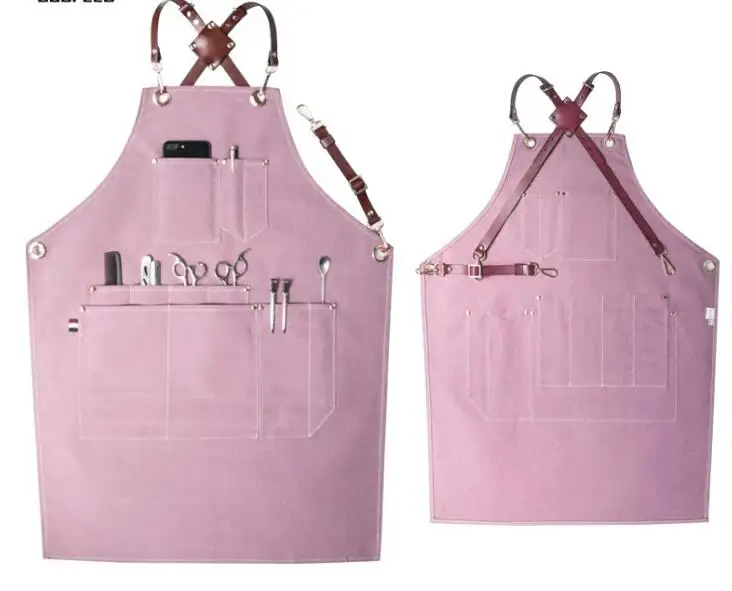 Original hairdresser apron floral gardening nail salon hairdresser western food cafe coffee shop work clothes yellow canvas