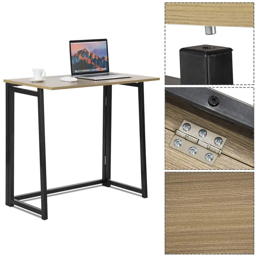 Folding Table, Small Foldable Computer Desk, Home Office Laptop Table Writing Desk for Small Space
