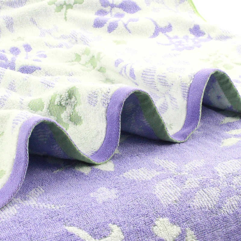 
Leaves pattern design purple color jacquard weaving 100% cotton bath towel 