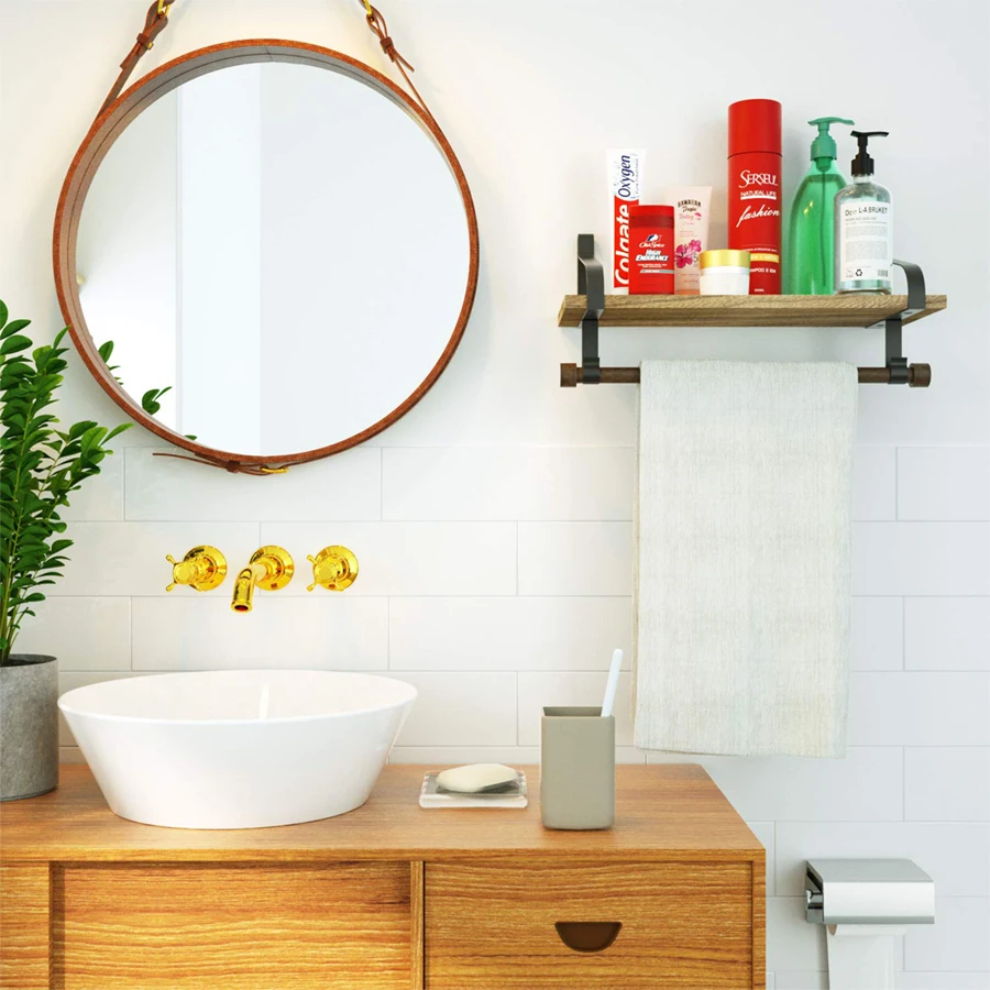 Rustic Kitchen Organizer with Wooden Board And Removable Hooks Organising Cooking Utensils Multi-Use as Spice Rack