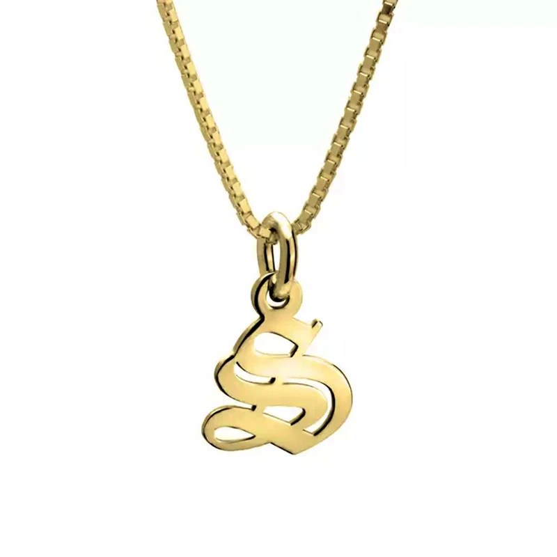 Custom Pendant Gold Silver Large Initial Big Alphabet Letter Necklace