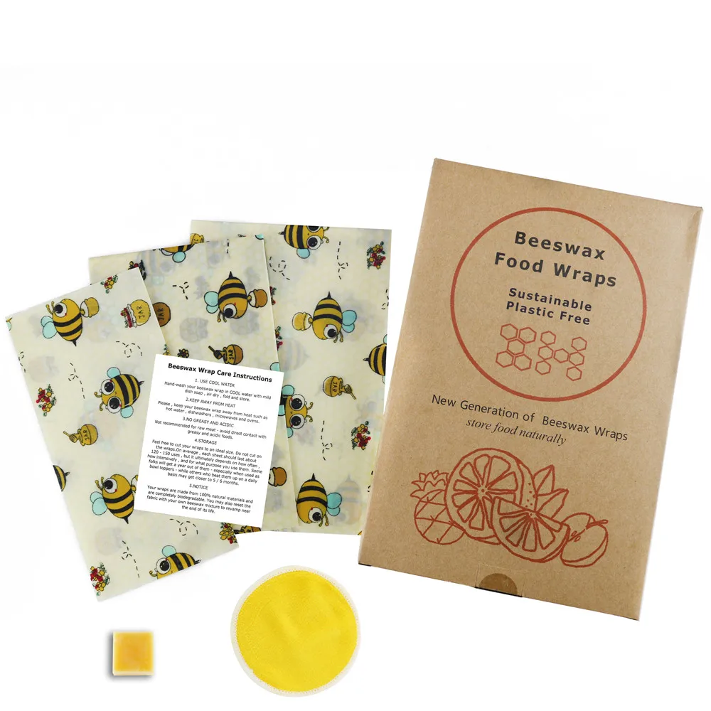 
Zero Waste Vegan Reusable Food Wrap/Organic Good Quality Beeswax Food Wraps 