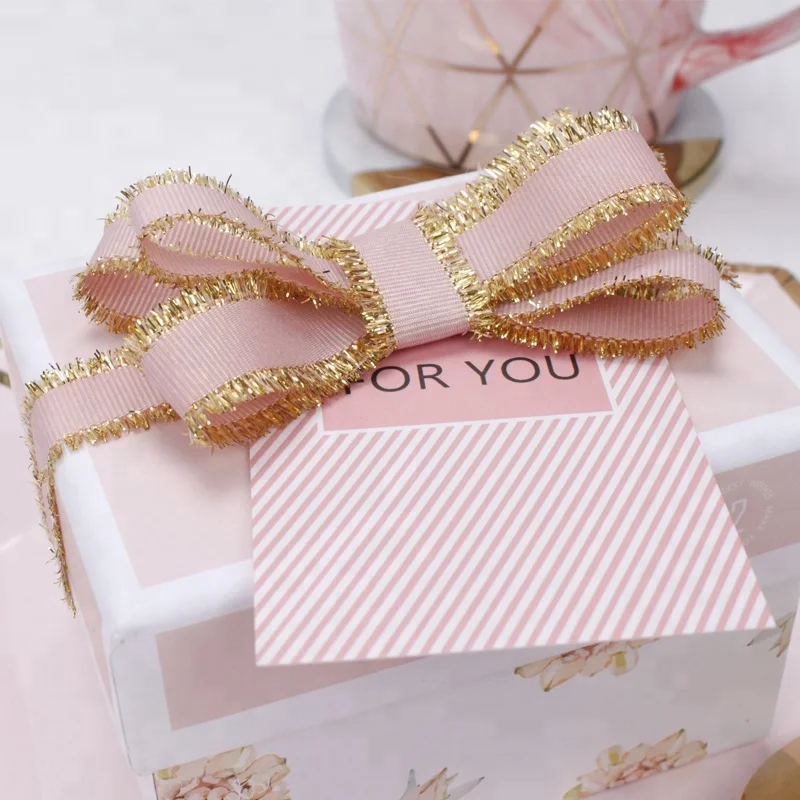 High Quality 5/8 Inch 16mm Gold Fringe Edged Grosgrain Ribbon