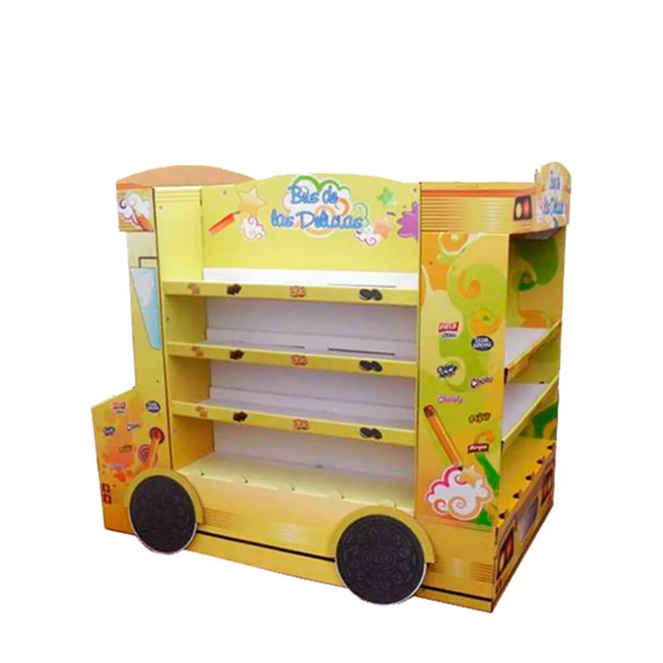 Color Brilliancy Exquisite school bus shaped cardboard display