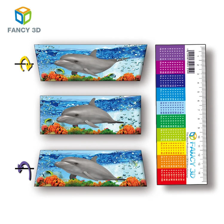 Zebulun Hot Sale 15CM DIY Customized Logo 3D Lenticular Print Plastic No Folding Ruler