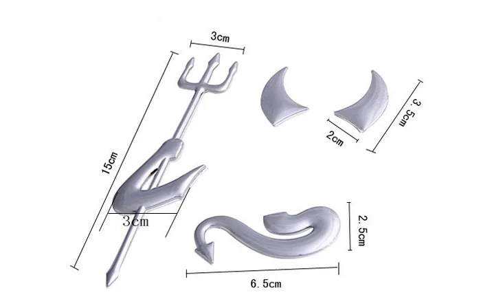 3D Devil Style Demon Logo Sticker Car Badge Emblem Paper Decal Silver