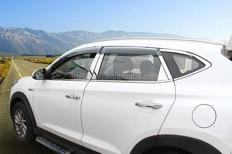 PC Injection Stainless Steel Trim Window Visor For Tucson 2015-2018 Vent Deflectors Rain shield Visors Auto accessories