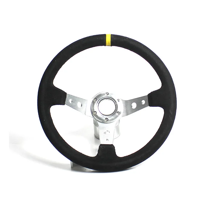 Mparts 13 Inch Rally Car Steering Wheel with Red Blue Black Silver Spoke