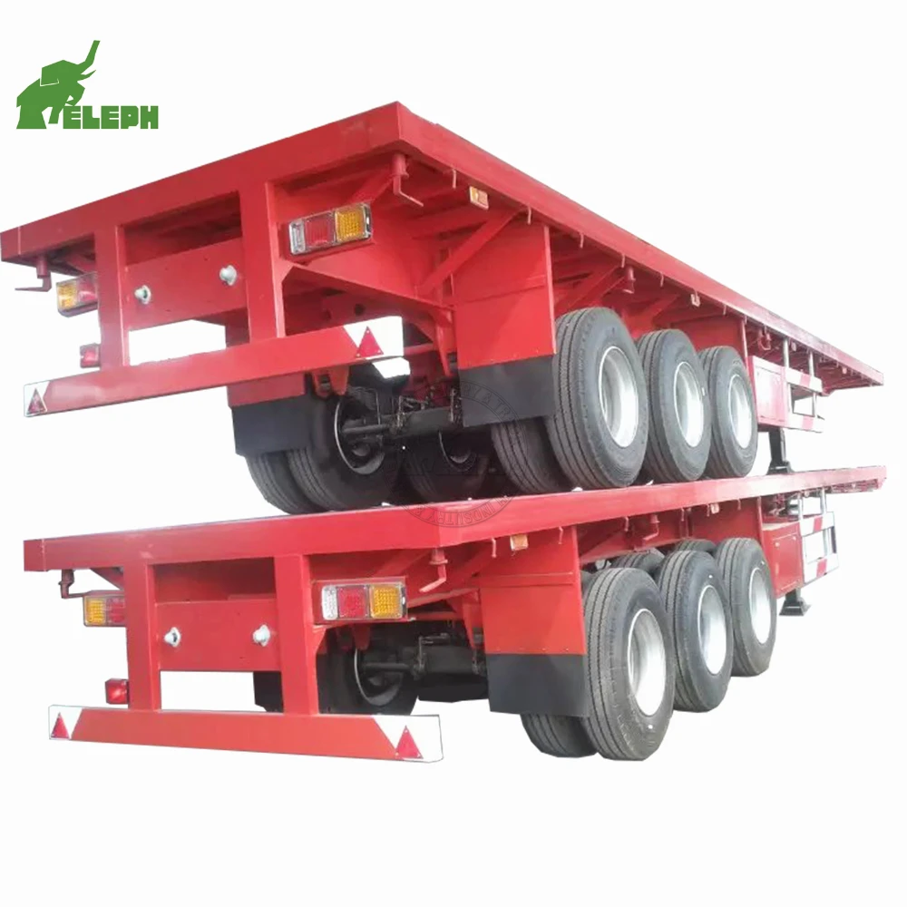 40 ton 50 ton 40 feet container transportation 3 axles truck high bed flatbed trailer 3 axle semi trailer