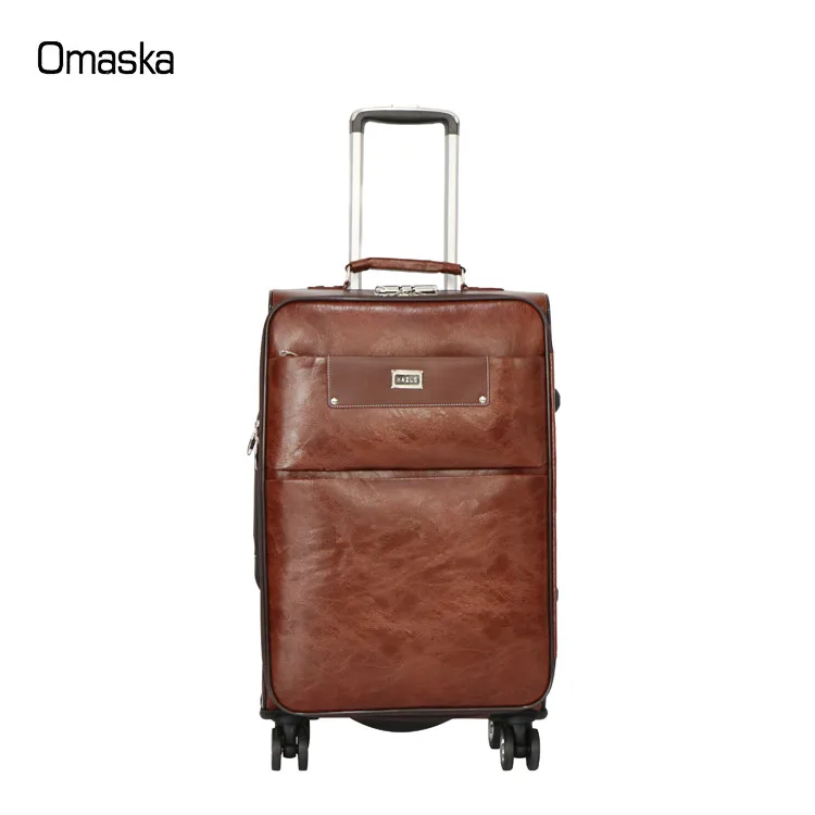 OMASKA Hot 4 wheels strong PU material trolley luggage bag set of 4 business luggage bag