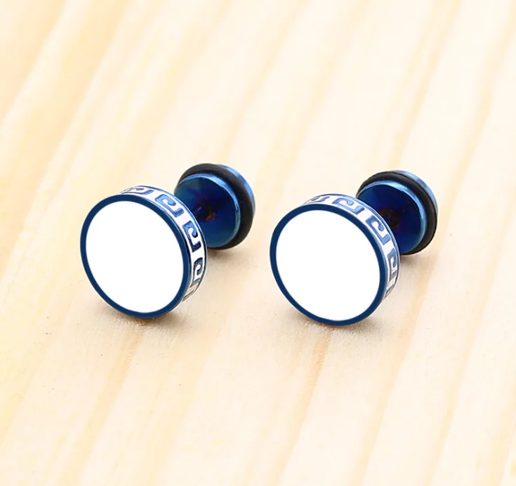 Pair Fake Ear plug Round Stretcher Earring Disc Ring Tunnel Ear Piercing