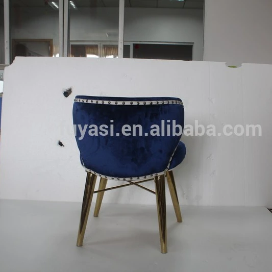 plating gold color stainless steel legs velvet upholstery dinning chair
