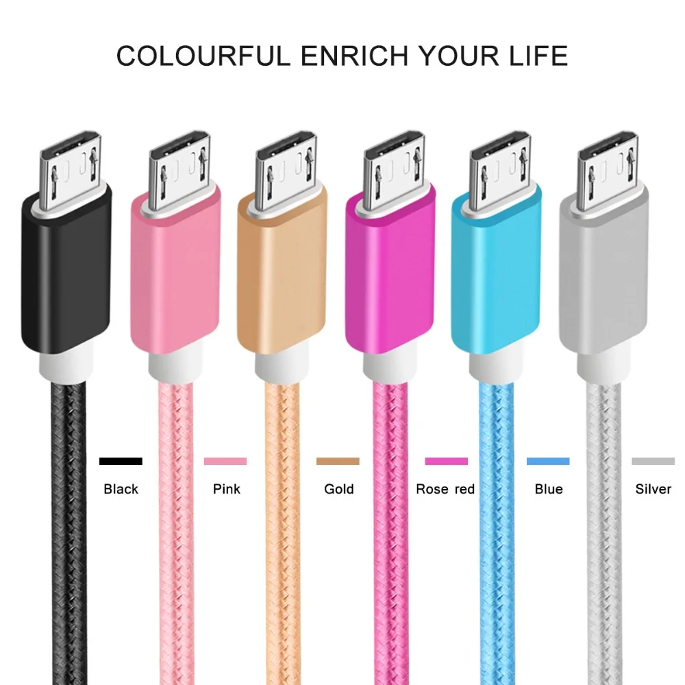 
Short Nylon Braided 0.25M Micro USB Data Cable Fast Charging V8 Charger for Android 
