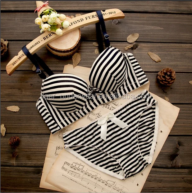 Stripe Ladies Sexy Panty and Bra Sets