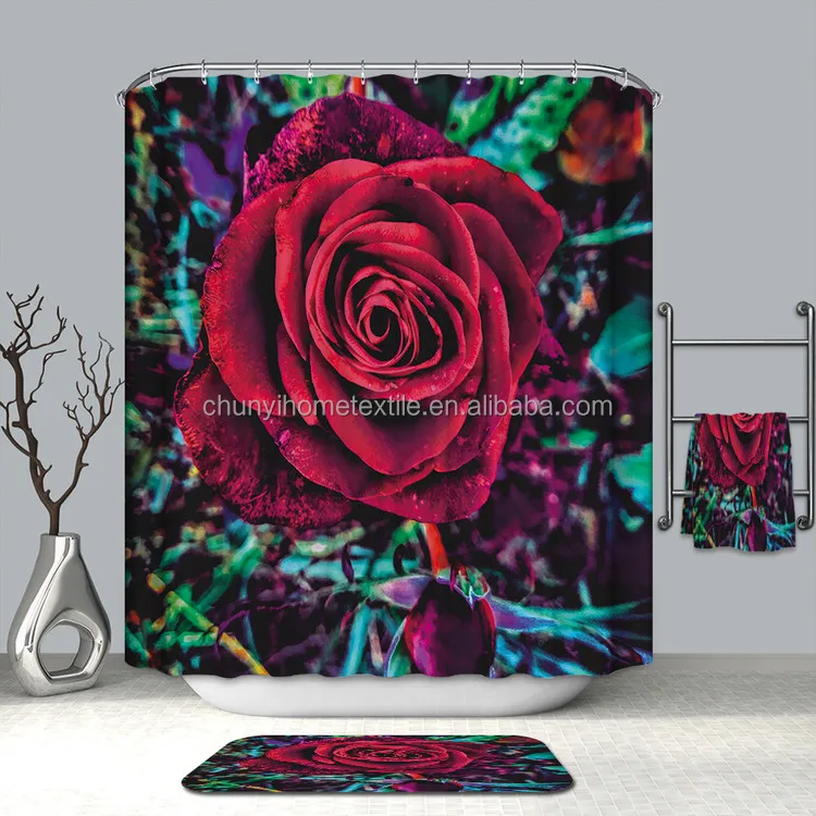 3d polyester shower curtain waterproof bathroom curtain with hooks 72x72 inch curtain for bathroom hotel