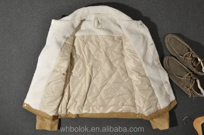 
OEM Fashionable winter quilted fleece lined corduroy jacket 