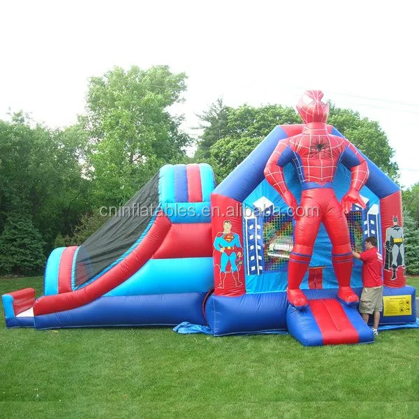 Spiderman Adventure Inflatable Combo / Superhero bounce house with slide / moonwalk bouncer for sale