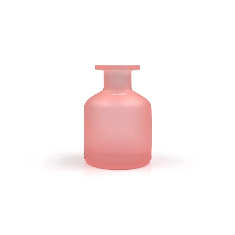 Decorative 150ml frosted pink aroma bottle glass round reed diffuser bottles
