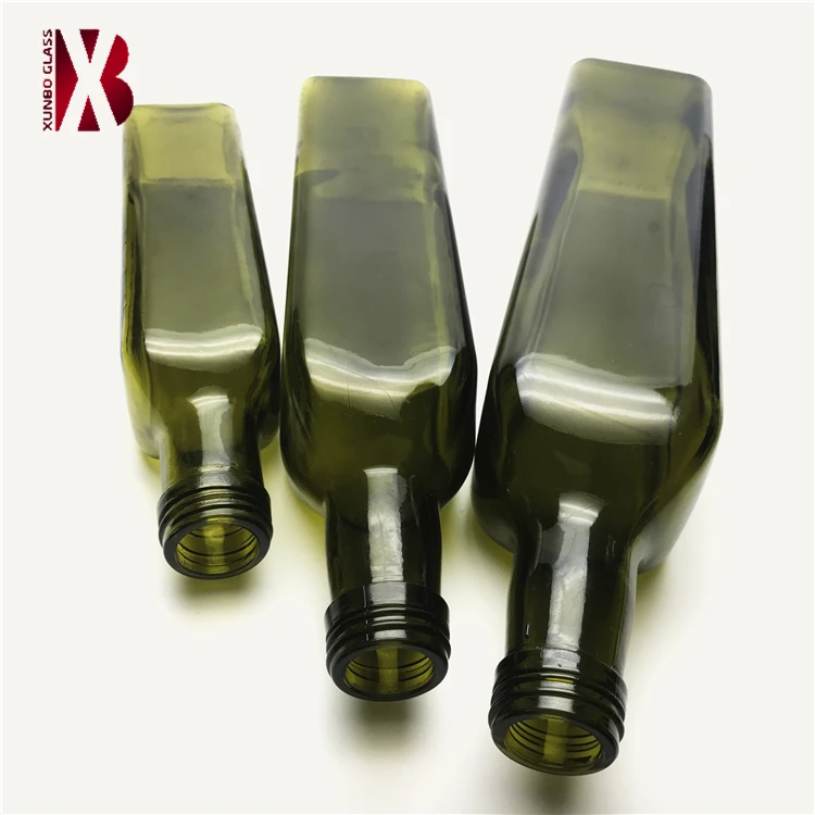 acceptable logo 250 ml 500 ml 750 ml dark antique green color olive oil glass bottles