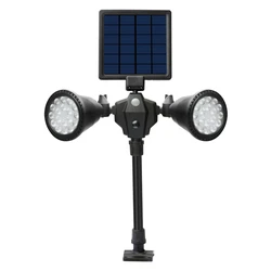 Wide Angle Daylight White Dual-Head Motion Sensor Yard Driveway Solar Light Led Spotlight