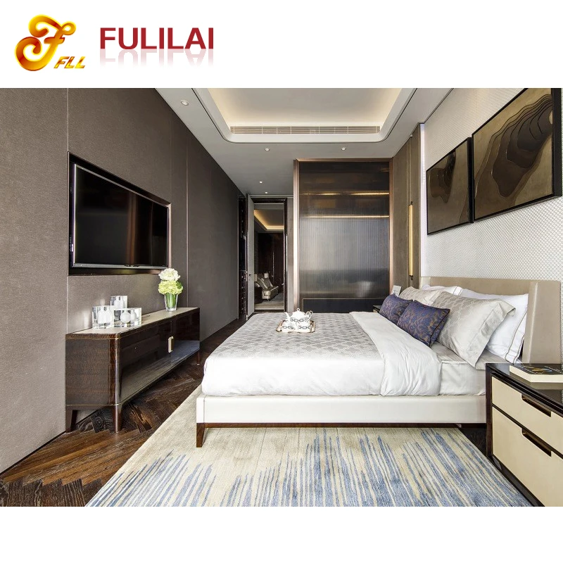 5 star Contemporary hotel furniture /bedroom set in contemporary bedroom design (FLL-015)