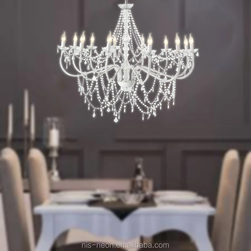 Хрустальные подвесные свечи люстры светильники Европейское освещение и схема белая роспись акриловые хрустальные 12 рук