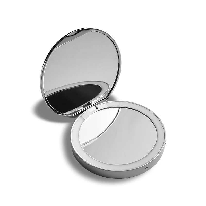 Rechargeable Make up Travel Pocket Foldable Cosmetic Makeup Small Pocket LED Mirror