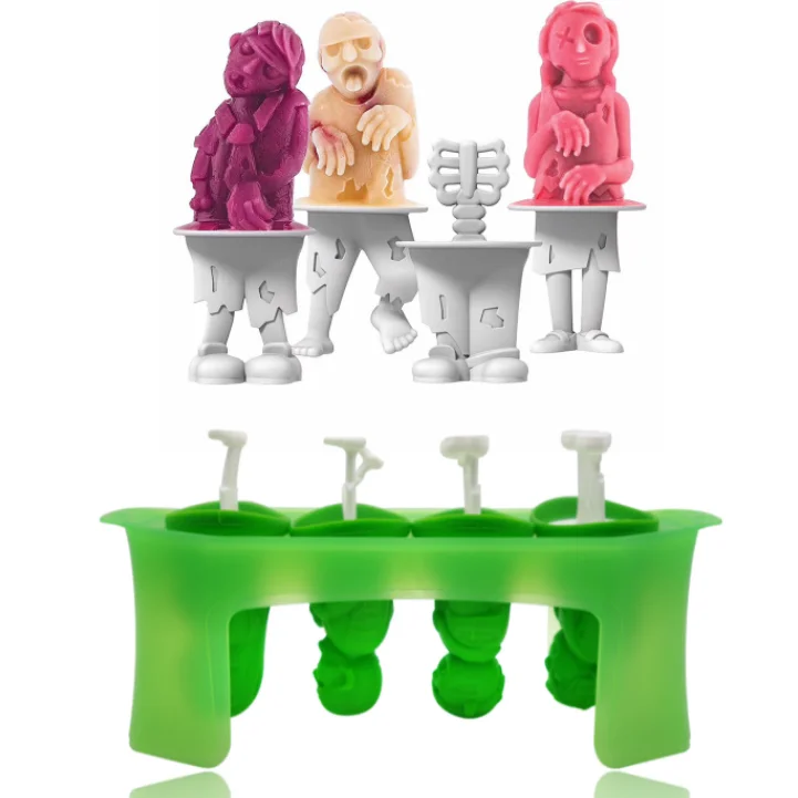 Zombies silicone ice cream maker boxes cubes tray stick popsicle molds moulds