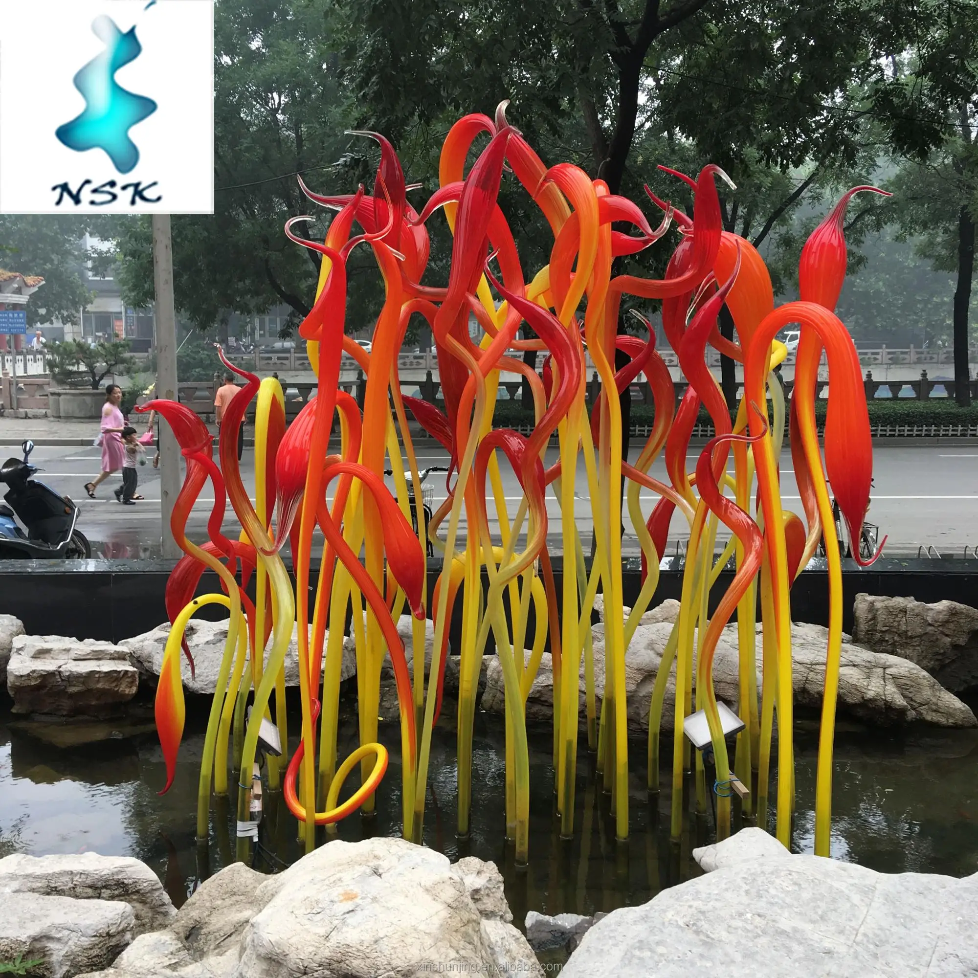 Modern hotel hall decoration project sculpture Lampwork blown glass