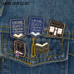 Custom collection book library metal enamel pins lapel pin badges brooches for men women