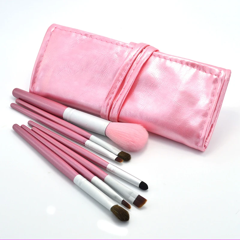 
private label high quality animal horse natural hair 7pcs makeup brush set with bag 