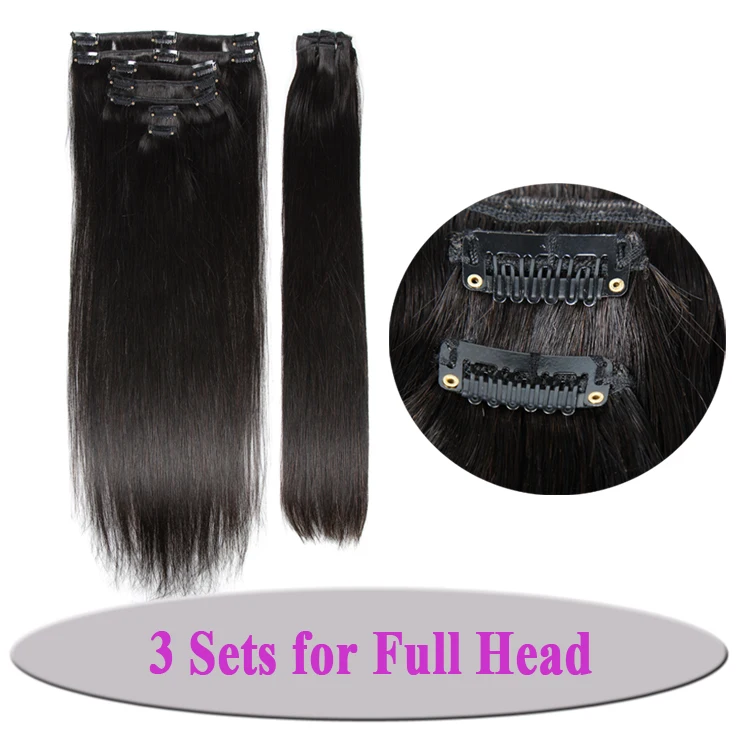 Xibolai new arrival Clip in hair 3 sets for full head unprocessed virgin human hair dubai