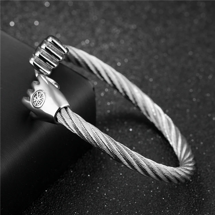 
Hot sale wholesale fashion Stainless Steel Jewelry Steel Wire Fist Shape Openning Fashion Bracelet 
