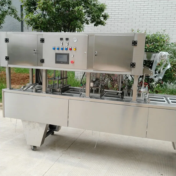 roll film factory fast food, preserved egg,small cake,cherry tomato tray sealer machine