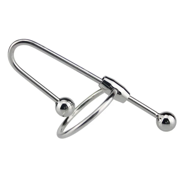 Medical Stainless Steel Penis Plug Toys Head Ring With Double Ball Prince Albert Wand