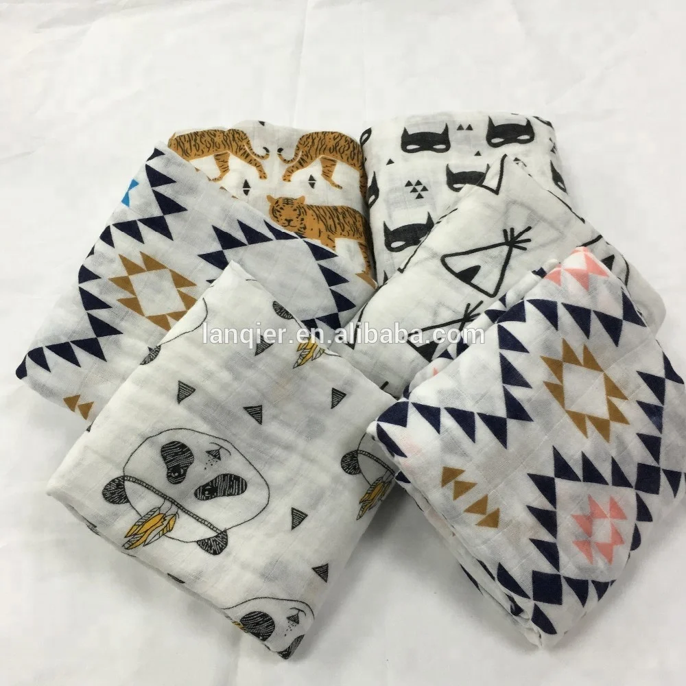 Big Sale! wholesale blankets fabric indian cotton blankets single layer muslin Soft swaddle blankets