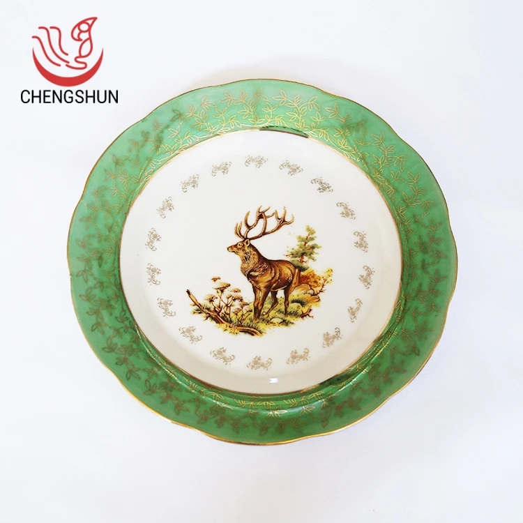 New Design Leaf Elk Decorative 8 Inch Daily Use Dining Party Dessert Chinese Plate
