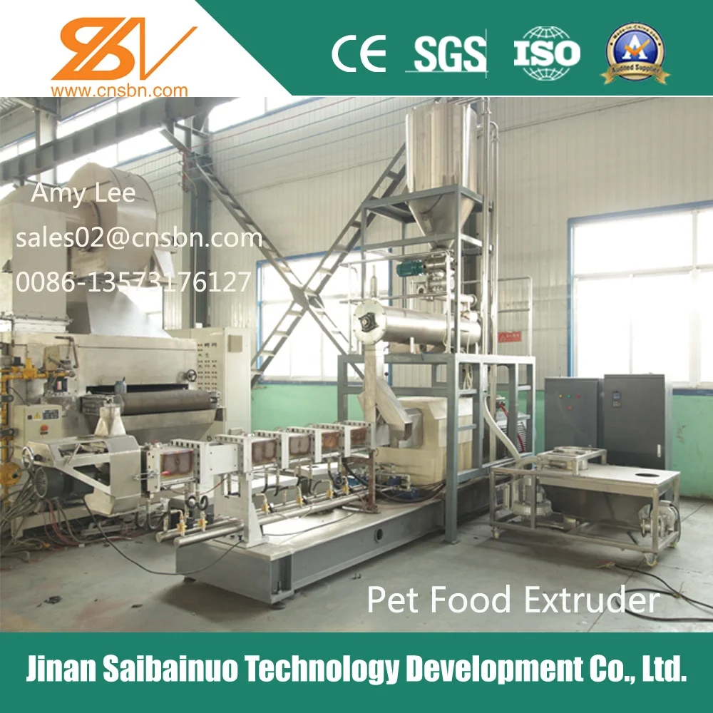 
100kg-6ton/h twin screw extruder automatic dry kibble pet food extruder 