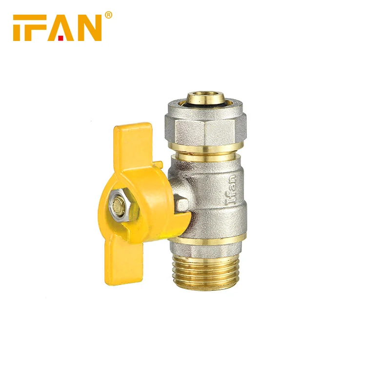 16mm 1/2inch Gas Valve PAP Pipe Yellow Butterfly Handle Plumbing fittings Male Ball Valve