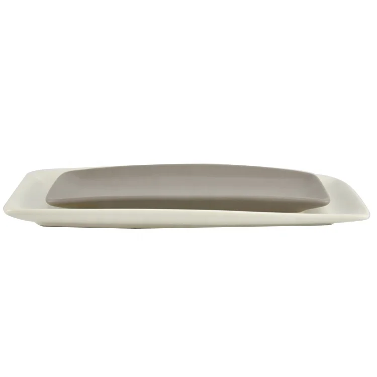 Factory direct sell white glazed rectangular plate ceramic serving platter