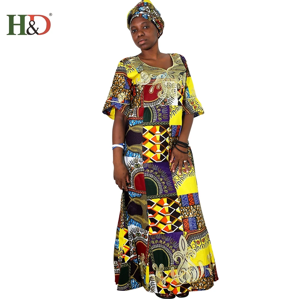 H & D Ladies Traditional Wax Prints Fabric Formal Dress For Fat Woman