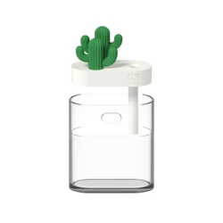 160ml Portable Air Diffuser Usb Mini Cactus Ultrasonic Humidifier Transparent LED Light Air Humidifier