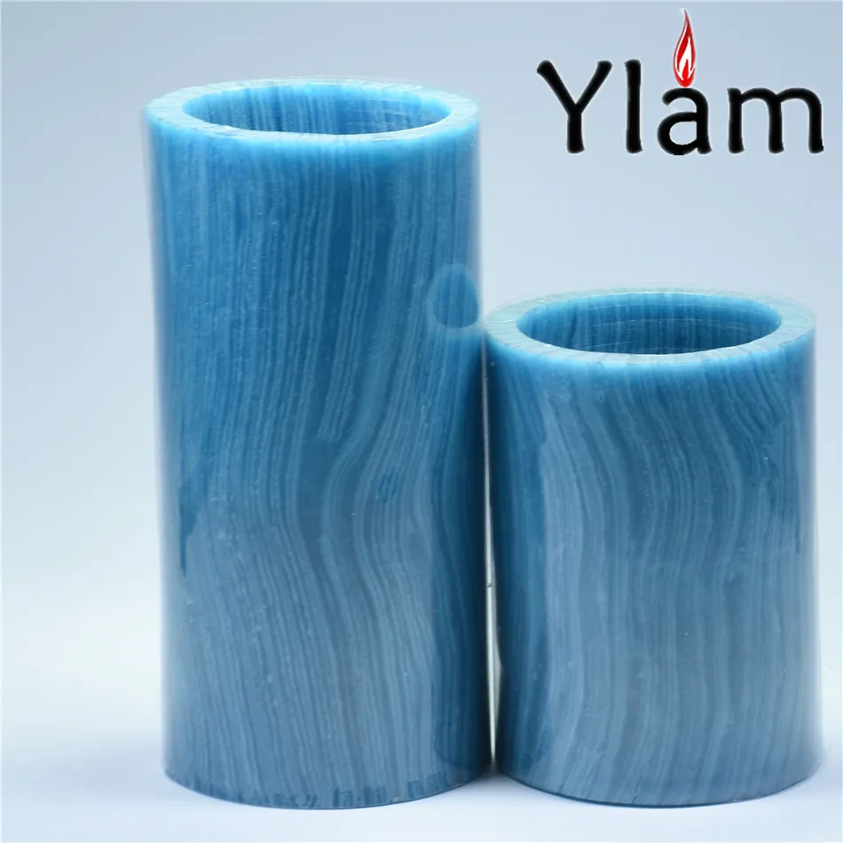 
Professional Manufacturer Custom Blue Wood Grain LED Flameless Candle 