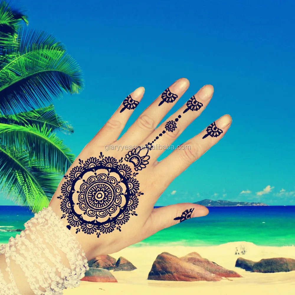 Custom Arabic Henna Black Temporary Tattoo Sticker Makeup Tool
