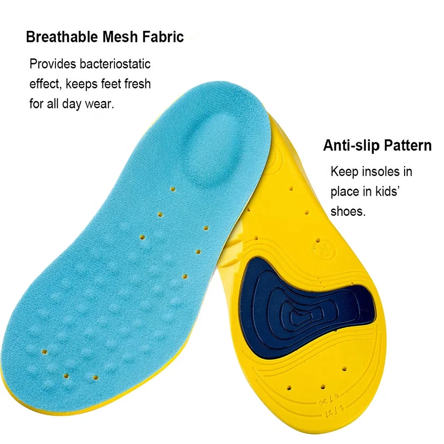 KIDS Sport Insoles Orthotic Plantar Fasciitic  Arch Support Shoe Insoles  for Sore Feet Relief Massaging Running and Hiking