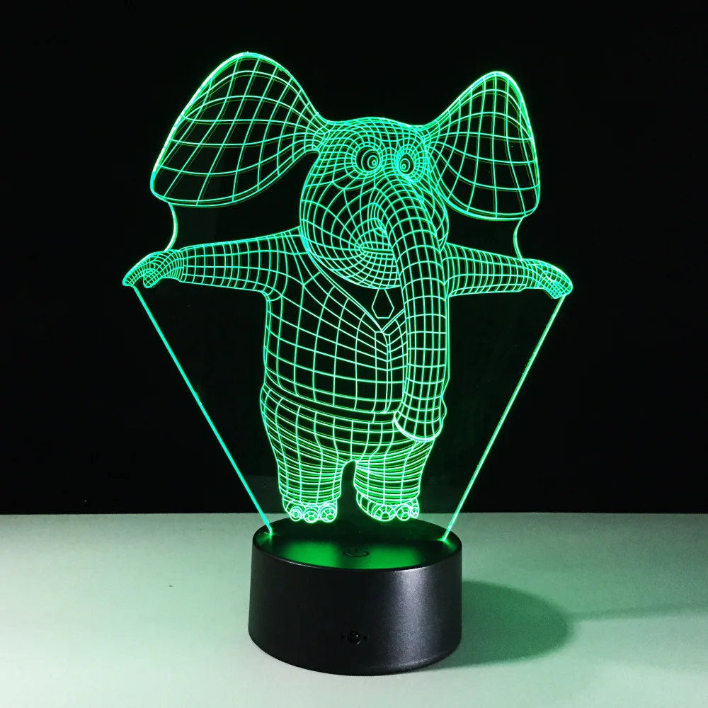 Elephant 3D Night Light LED   Touch Switch 3D Lamp Usb 7 Colors Changing Acrylic Animal Desk Table Lamp Creative Toys Gift