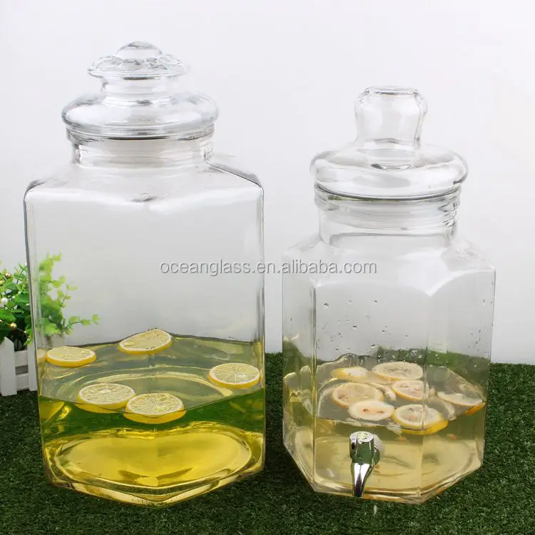 High Quality 10L Honey Glass Beverage Dispenser Jar Decorative Glass Water Dispenser With Tap