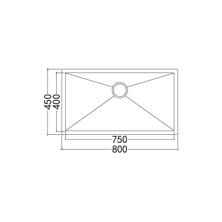 Chinese heavy gauge 304 right angled stainless steel kitchen sink