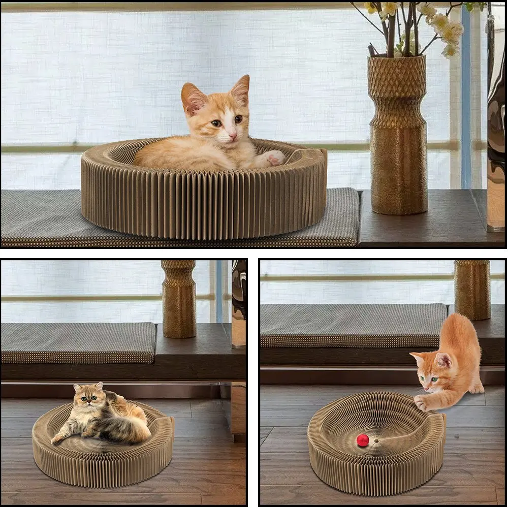 Fashion Style Various Shapes Foldable Corrugated Paper Cat Cardboard Scratcher