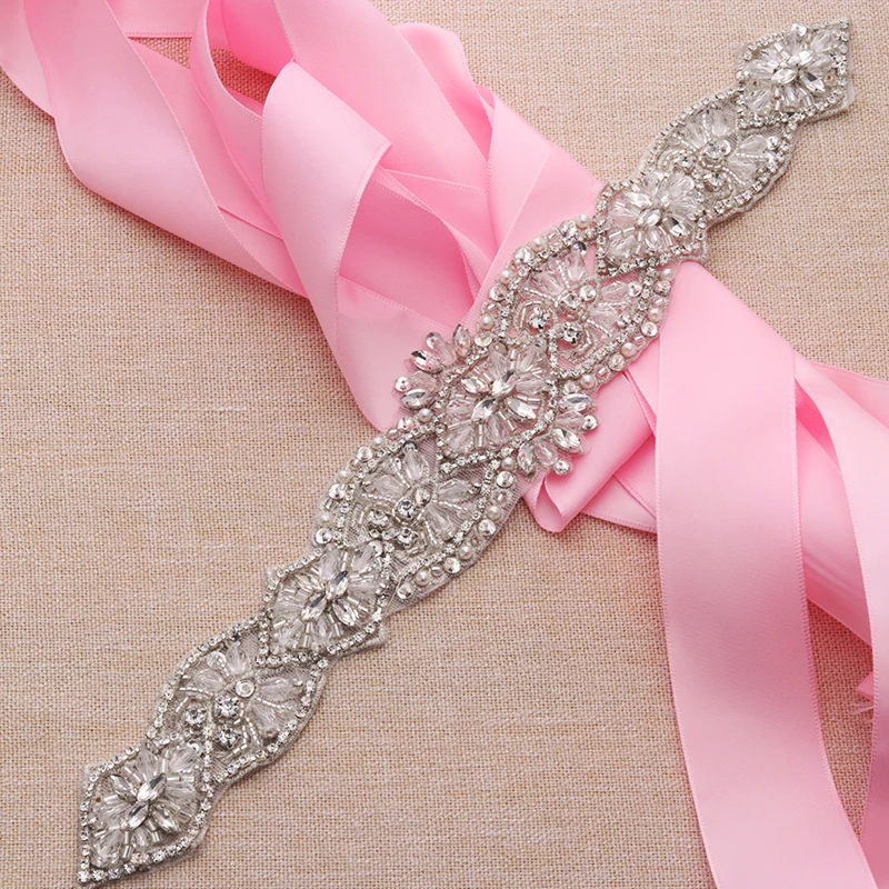 Elegant Bridal Gowns With Crystal And Rhinestone Sash